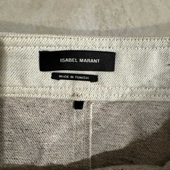 Isabel Marant Cream Front Zip Mini Skirt a line zipper chore denim S M - Picture 4 of 5